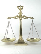 Solid Gold Carved Brass Apothecary Tripod Scale, Empire Style