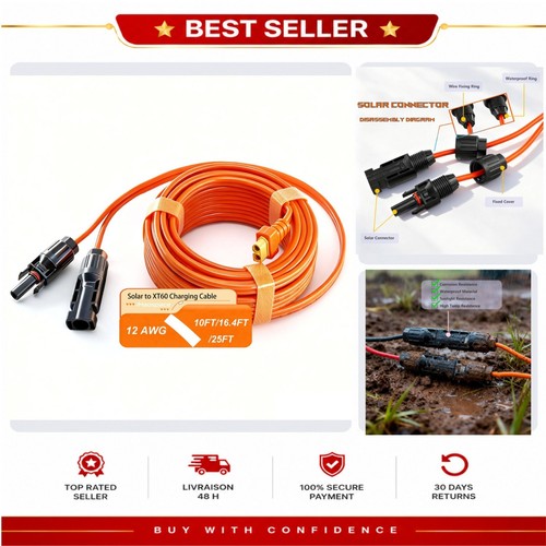 Câble solaire xt60 awg - 5m, 12