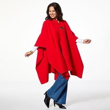 Allison Brown NY Dramatic Cape with Mega Buttons Red 1X New
