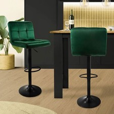 2x Chaise de bar pivotante à dossier repose-pieds tabouret comptoir velours vert