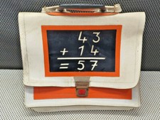 Rare and Very Old Schoolboy Binder Child White and Red Leather Decor Addition