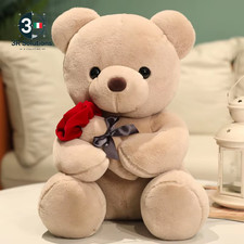 Kawaii Teddy Bear With Roses Plush Bear Soft Piece Doll Gift