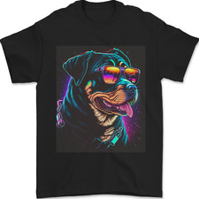 Frais Rottweiler Avec Lunettes Chien T-Shirt 100% Coton
