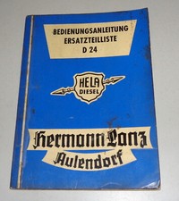 Operating instructions + parts catalogue Hermann Lanz D 24 tractor Hela