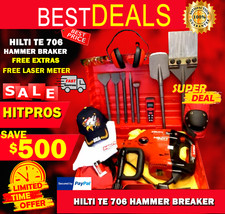 HILTI TE 706 PREOWNED, FREE LASER METER, CHISELS, EXTRAS, FAST SHIP