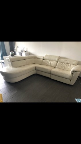 Canapé cuir blanc avec coins - canapé,