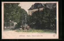 Old postcard Janville, Hospice - Statue of Joan of Arc 1906 