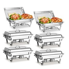 8 Qt Stainless Steel Chafer Chafing Dish Sets Bain Marie Food Warmer 6 Pack