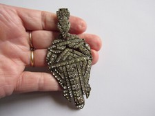 ART NOUVEAU 1900 - Gros pendentif métal argenté  et Marcassites