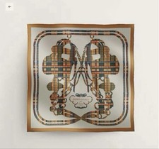 Hermes Gavroche 45 Brid de Gala Tartan Unused Beige Gold/Crae/V