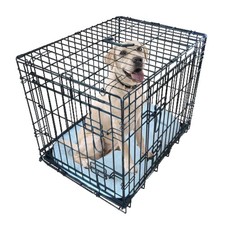Cage de Luxe pour Chiens et Chiots, Cage Pliable à 2 Portes Avec Tapis en Fau...