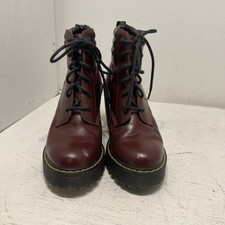 Dr. Doc Martens Persephone Cherry Burgundy Platform High Heel Boots Womens 6