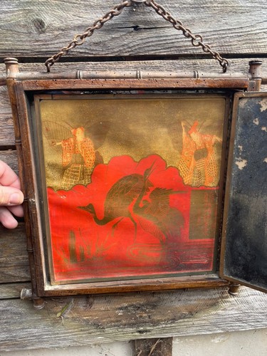 Rare ancien miroir triptyque