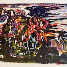 Yvette ALDE lithographie HIRONDELLE AU BOUQUET DE FLEURS Bel État - Rare !