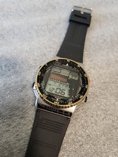 VTG CITIZEN PROMASTER D120 WINDSURFING 1980s DIGITAL WATCH GOLD BEZEL-NEW BATT