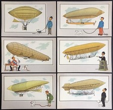 TINTIN 6 Chromos Voir et Savoir L’Aérostation Collection B série 1 Très bon état