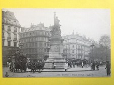 Old postcard Paris transport hitch car carriage omnibus horses arm cart