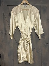 Vintage VALENTINO Intimo Robe Nieman Marcus Short Kimono Lace Trim Satin USA