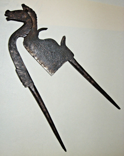 Betel knife engraved metal - -,