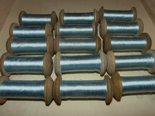 Ancienne bobine Fil bleu ciel