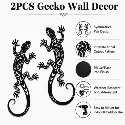 Lot décor mural gecko - 2,