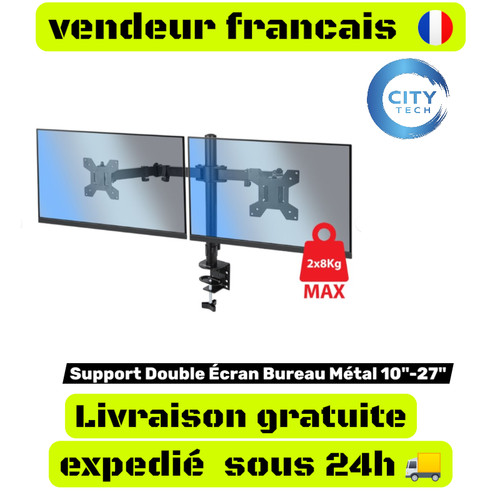 Support bureau double écran - support,