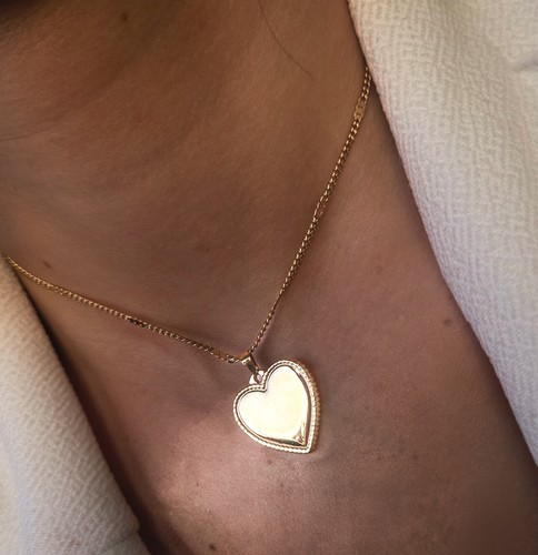 Collier cœur nacré - collier, doré