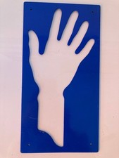 PANNEAU MURAL METAL BLEU PEINTURE EPOXY MAIN DÉCOUPÉE DESIGN DÉCORATION TOP