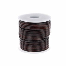 Lacet en cuir teinté Rond - CHOCOLAT