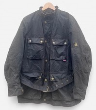 Belstaff Gold Label Men's Black Belted Wax Motorcycle Biker Jacket - Medium