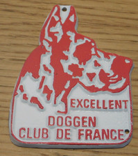 PLAQUE concours recompense DOGGEN club de FRANCE excellent CHIEN dogue allemand
