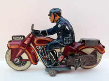 Moto Mécanique Police Patrol Motorcycle 18Cm Etat Neuf Mettoy England 1930