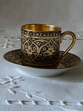 Manufacture F. Legrand & Cie Limoges Rare Tasse à Café en Porcelaine/ Noir Or