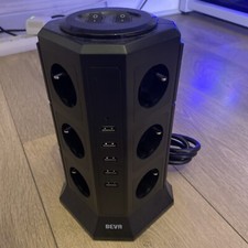 BEVA Tour Multiprise Parasurtenseur Parafoudre avec 12 Prises et 5 USB, la Prise