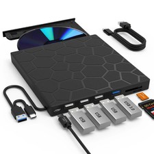 Graveur CD DVD externe USB 3.0 Type C avec lecteur SD TF multi fonctions