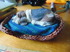 Vintage Sandicast Basset Hound- Lil' Snoozer in basket- Sandy Brue signed