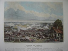 Engraving of the Battle of FLEURUS June 26, 1794 General Jourdan