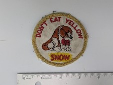 Vintage 70s Dont Eat Yellow Snow Patch Funny Humor Dog Biker Sew On Hat Jacket
