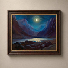 Tableau original huile lac