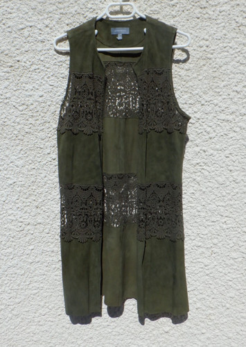 Gilet neuf long femme daim - gilet,
