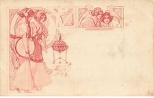 Illustrateur - Deux jeunes femmes - Art nouveau