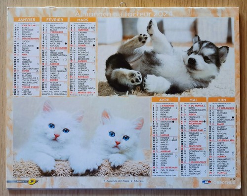 Calendrier poste 2024 - calendrier, la