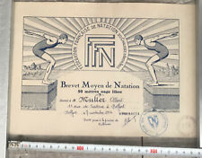 Old diploma swimming patent FFN 1954