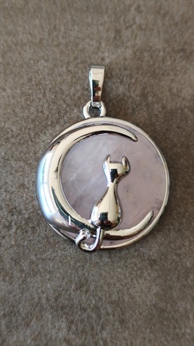 Pendentif rond motif - , chat