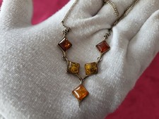 COLLIER ARGENT & AMBRE -