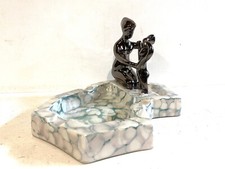 Antique Iridescent Porcelain Ashtray by FP Zajecar Sculpture Mother and Child