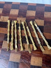 8 Vintage Small Hors d'oeuvres Olive/Canape Forks bamboo