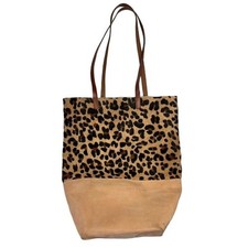 BASIL RACUK Women's Leather With Fur & Leopard Print Patch Sack  Shoulder Bag