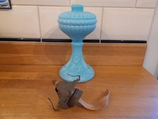 Vintage Art Nouveau Casa Pupo Blue Opaline Glass Lamp