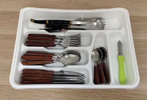 Inox bois ensemble couverts - bois,